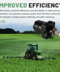BMER3 350 WD T31 R Hydraulic Wheel Motor shown above a tractor in a field, highlighting industrial usage and efficiency.
