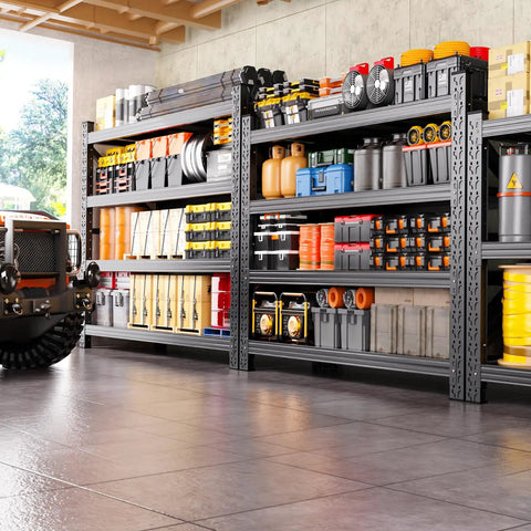 Heavy Duty Metal Storage Shelves For Garage, Adjustable Workshop Rack With Rust Resistant Steel Build, Rock Solid No Nonsense Shelving Unit For Bulky Gear And Toolboxes, Built Tough As Nails
