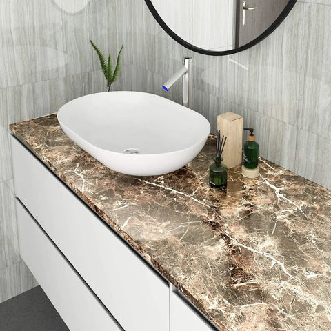 Bathroom countertop with Extra Wide 36 Inch By 160 Inch Light Emperador Marble Contact Paper Peel And Stick for durability