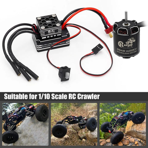 High Torque 3548 1400KV Brushless Outrunner Motor With AM32 80A ESC For 1 By 10 Scale RC Crawler Upgrade