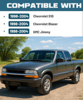 Dash radio trim bezel cover for 1998–2004 Chevy S10/Blazer/Jimmy; front three-quarter view of gray pickup outdoors