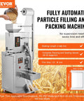 Straight Up Automatic Weighing And Sealing Bag Packing Machine For Flours Beans Grains 1 To 100 Grams High Speed Micro Computer Control Multi Material Packaging Unit showing stainless steel structure with hopper and filling system.