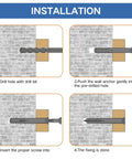 Step-by-step guide for installing 142 Piece Drywall Anchors And Screws Kit With 5 Different Sizes For Lightweight Mounting In Drywall.
