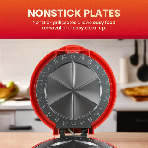 Cool 11 Inch Quesadilla Maker With Easy Slice Design Cooking Six Wedges Fast showcases nonstick grill plates for easy cleanup.