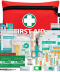 General Medi Mini First Aid Kit, red 110-piece set with scissors, bandages and foil blanket