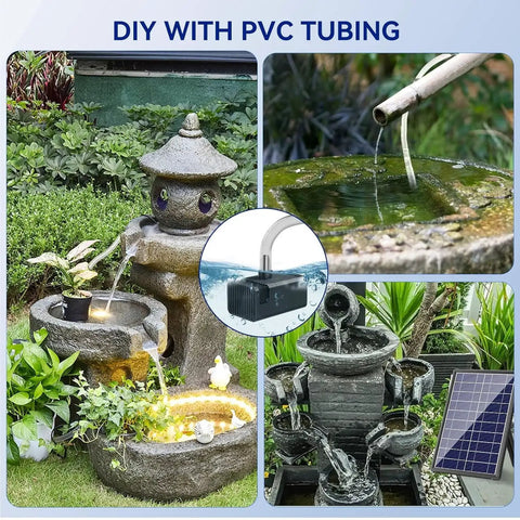 8 Watt Solar Water Pump With Dry Run Protection No Plug Needed For Bird Baths And Small Ponds, Double Layer Nozzles, 5 Ft Tubing