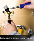 Person using a screwdriver to repair a lamp with 8 Ft Lamp Power Cord With Polarized Molded Plug, 2 Prong DIY Lamp Repair Replacement