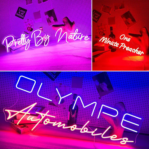 Pink LED Neon Sign For Wall Handmade Decor With Dimmer Room Glow Neon Light For Bedroom Inspirational Light Sign To Boost Vibes Easy Mount Perfect Birthday Party Gift in various designs.