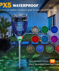 Super Effective Solar Bug Zapper Outdoor Kills Mosquitoes Gnats Flies Fast With 4200V High Voltage Zap Flame Projection Auto Manual Modes Ip X5 Waterproof Rechargeable Trap For Patio Backyard Garden Yard And Rv Camping showcasing light effects in rain.