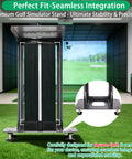 Heavy Duty Metal Protective Case For Square Golf Launch Monitor With Leveling Stand And Clear Acrylic Screen shown indoors