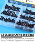 Black M6 Hex Socket Cap Bolts Kit With 16 20 25 30 35 mm Lengths in a durable plastic storage box with compartments