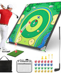 Massive 6x6 Foot Golf Chipping Game Set With Adjustable Practice Clubs Indoor Outdoor Mat 24 Sticky Balls Tees Scoreboard And Carry Bag displayed