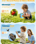 Kid Friendly Handheld Microscope With 4K Live View, 2.4 Inch IPS Screen, 1000x Magnification, Built In Camera, 12 Prepared Slides, STEM Educational Toy for Learning and Exploration, Perfect Gift for Ages 3 to 12 held by child outdoors