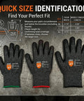 Tough as Nails A9 Cut Resistant Work Gloves For Men, Touchscreen Compatible, displayed in different sizes for identification