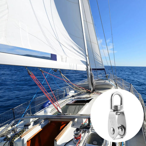Heavy Duty Single Pulley Block Kit For Lifting And Hanging, 304 Stainless Steel Wire Rope Pulley Wheel, M15 Roller Pulley, Rust Resistant Roller, 20 Pack on sailboat rigging