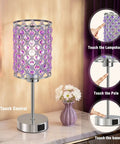 Touch Control Crystal Table Lamp Set Of 2 Black Nightstand Lamps With USB C And USB A Charging Ports Dimmable Bedside Decor Lamps With Bulbs Included For Bedroom Living Room And Guest Room