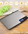33 Pound Digital Kitchen Scale With Large 9 Inch Weighing Platform, Touch Control, LCD Display, Stainless Steel Food Scale For Home