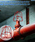 Commercial Grade Fire Sprinkler Head Protection Cages Three Quarter Inch Double Hook Steel Guard shown on pipe to prevent accidental damage.