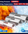 1/2 inch stainless steel spring check valve with 1000 PSI rating and -20°C to 200°C temperature range for industrial use.
