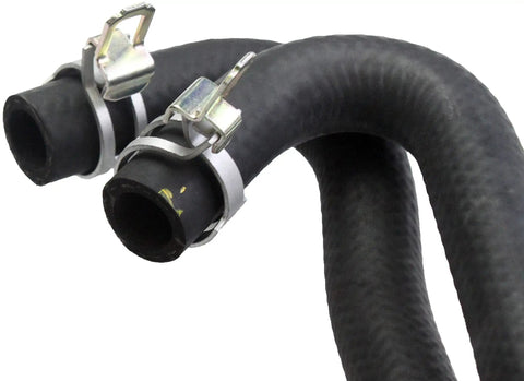 Close-up of Engine Heater Hose Assembly with Aluminum Y Connectors for Ford Rides, showing durable replacement hoses and clamps.