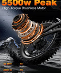High Power Electric Dirt Bike With 5500W Peak And 40 MPH Top Speed motor details and performance statistics