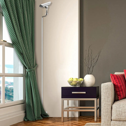 Living room setup with 85 Inch Corner Cable Concealer Kit For Walls Floors And Ceilings Paintable Wire Cover Raceway installed