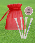 White Wooden Golf Tees 100 Pack 2 And 3 Quarter Inch Customizable Two Line Personalization Durable Bulk Golf Tees set with red pouch
