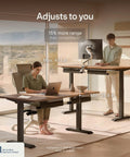 Desktronic HomeOne 60x30 Electric Standing Desk Sit Stand Home Office Ergonomic with adjustable height range displayed.
