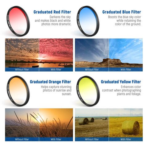52mm ND CPL Starburst Filter Set With Phone Lens Clamp For iPhone And Canon Nikon Sony Cameras Includes Four Graduated Color Filters