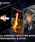 Beefy Pro Grade Flame Torch Head With Igniter for Propane and MAPP Gas Tanks in use for metalwork and glassblowing.