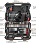 Pro-Grade 233-Piece Mechanics Tool Set With SAE and Metric Wrenches, Quick-Release 90-Tooth Ratchets in blow-mold case