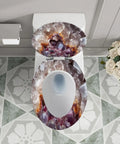 Toilet Seat Elongated Quiet Close for Bathroom Use with decorative crystal design, fits most standard toilets, overhead view.