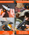 All In One Garden Tool Sharpener that keeps knives axes machetes pruners and shears razor sharp, 7 in 1 outdoor blades sharpener.