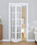 Space-Saving Bifold Doors For 36 By 80 Opening With Frosted Glass Panels And Concealed Hardware Kit French Interior Folding Closet Doors For Pantry Laundry Bedroom And Bathroom No-Fuss Install