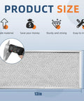 Product size graphic showing 13 x 6 inch microwave filter with caliper measurement for Whirlpool and GE microwaves.