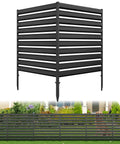 Black Metal Outdoor Privacy Screen Fence Panels 42 Inch High 38 Inch Wide Two Panel Enclosure for Air Conditioner