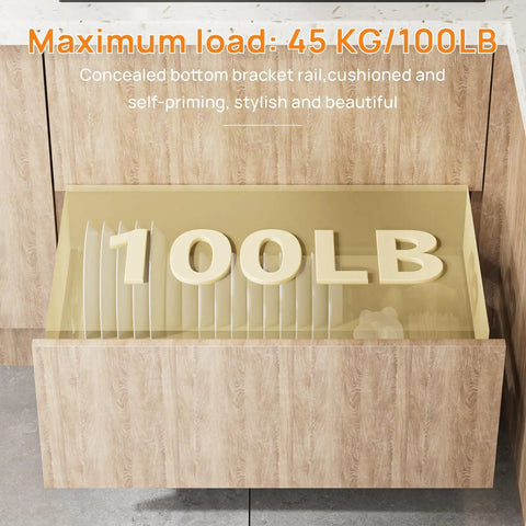 Soft Close Undermount Drawer Slides 16 Inch Bottom Mount No-Fuss Full Extension Heavy Duty Stainless Steel 100 Lb Capacity 1 Pair for Vanity Cabinets and Home Office Desks Quiet Smooth Glide in 100LB load test