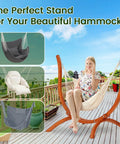 Premium Wooden Hammock Stand for Indoor and Outdoor Use, Heavy Duty Solid Wood Frame Supports Up to 500 Lbs, Weather Resistant