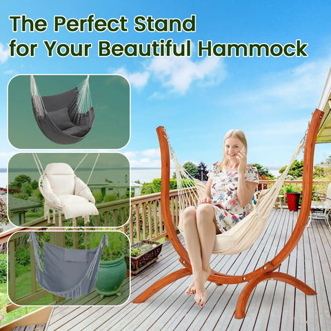 Premium Wooden Hammock Stand for Indoor and Outdoor Use, Heavy Duty Solid Wood Frame Supports Up to 500 Lbs, Weather Resistant
