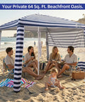 Group under 8x8 Ft Large Beach Cabana Tent With UPF 50+ Sun Shield And 99.9 Percent UV Block For 6 To 8 People 64 Sq Ft Of Shade