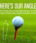 Premium Golf Tees With Reduced Spin And Low Friction For Higher Launch And Longer Carry, shown at a 5-degree angle with ball.