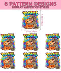 Six Pack Monkey Punch DTF Transfers For Tees Dope Heat Press Stickers 7x7 Inches showing six monkey designs