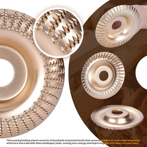 Heavy Duty Wood Carving Disc Set For Angle Grinders Featuring Savage Sharp Stump Grinding Teeth, Five Piece Kit Compatible With Four And Four Point Five Inch Tools, Five Eighth Inch Arbor, Tough As Nails Carbon Steel Milling Blades For Quick Yard Cleanup
