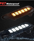 Toyota Tacoma Drop-In Full LED Side Marker Bumper Light Kit with amber and white lights, showing IP67 waterproof feature.