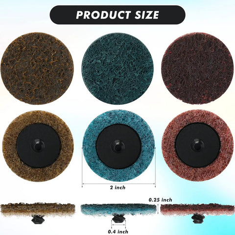2 Inch Quick Change Sanding Discs Set, 150 Pcs Aluminum Oxide Surface Conditioning Pads For Die Grinder, product size view