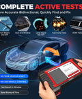Hands holding Bidirectional OBD2 Scanner With Bluetooth Pro Grade Performance Lifetime Updates No Annual Fees CAN FD FCA AutoAuth