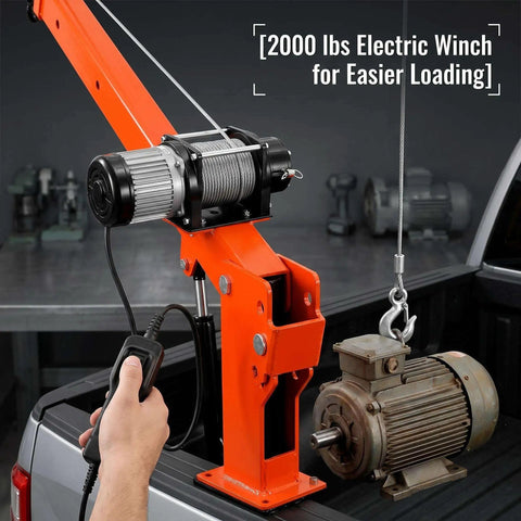 Beefy Truck Engine Hoist With Electric Winch And 2000 Lb Load Capacity lifting engine from truck bed