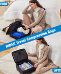 Woman packing Travel Compression Bags 12-Piece Set With 6 Medium And 6 Large Space Saver Bags for luggage organization