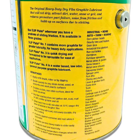 Dry Graphite Lubricant For Metal Wood And Concrete That Reduces Friction And Stops Sticking High Temp Performance From Minus 75 To 450 Degrees Bonds To Metal Wood And Plastic For Long Lasting Protection Rust And Wear Shield 1 Gallon container label