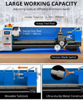 Mini Metal Lathe 8 Inch By 30 Inch Swing And Length, Powerful 750 Watt Motor with 4-way tool post and movable tailstock.